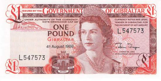 1 Pound Gibraltar 1988 p20e
